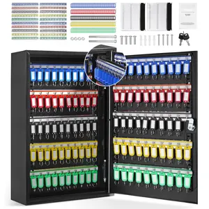 200-Key Cabinet, Lock Box With Adjustable Racks, Steel Key Storage Organizer, 200 Colorful Key Tags And 4 Record Cards, Lockable Key Cabinet For School, Office, Hotel, Durable Wall-Mount Key Management System