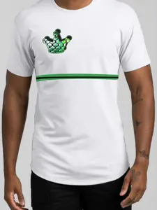 KING OF THE TRENCH CODET New Graphic Tee White T-Shirt with Green Logo and Stripe Design for Men