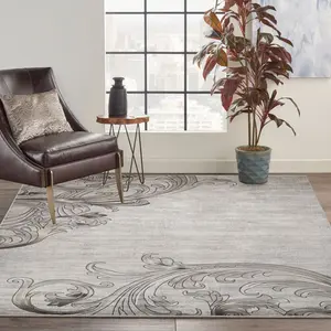 Nourison Maxell Graphite Indoor Decorative Modern Neutral Non-White Area Rug, Decorative Area Rug, Modern Area Rugs