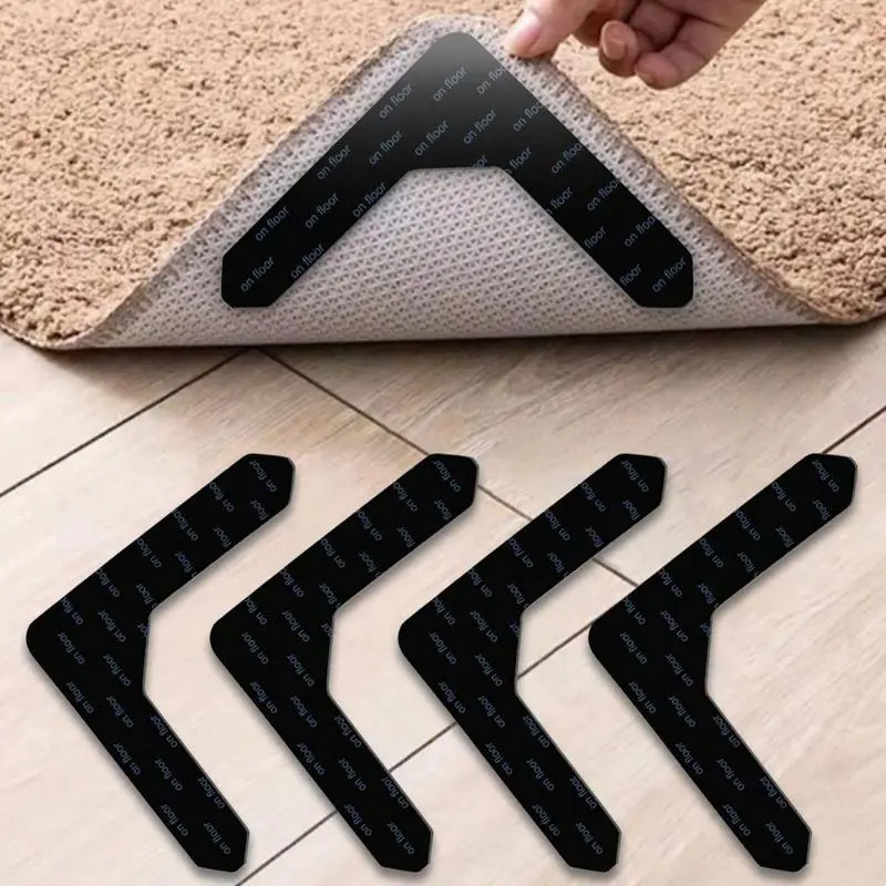 8pcs/4pcs Reusable Carpet Tape, Non-Slip Carpet Tape, Anti-Slip Floor Mat Tape, Suitable for Hardwood Floors, Prevents Carpet from Moving, Flooring