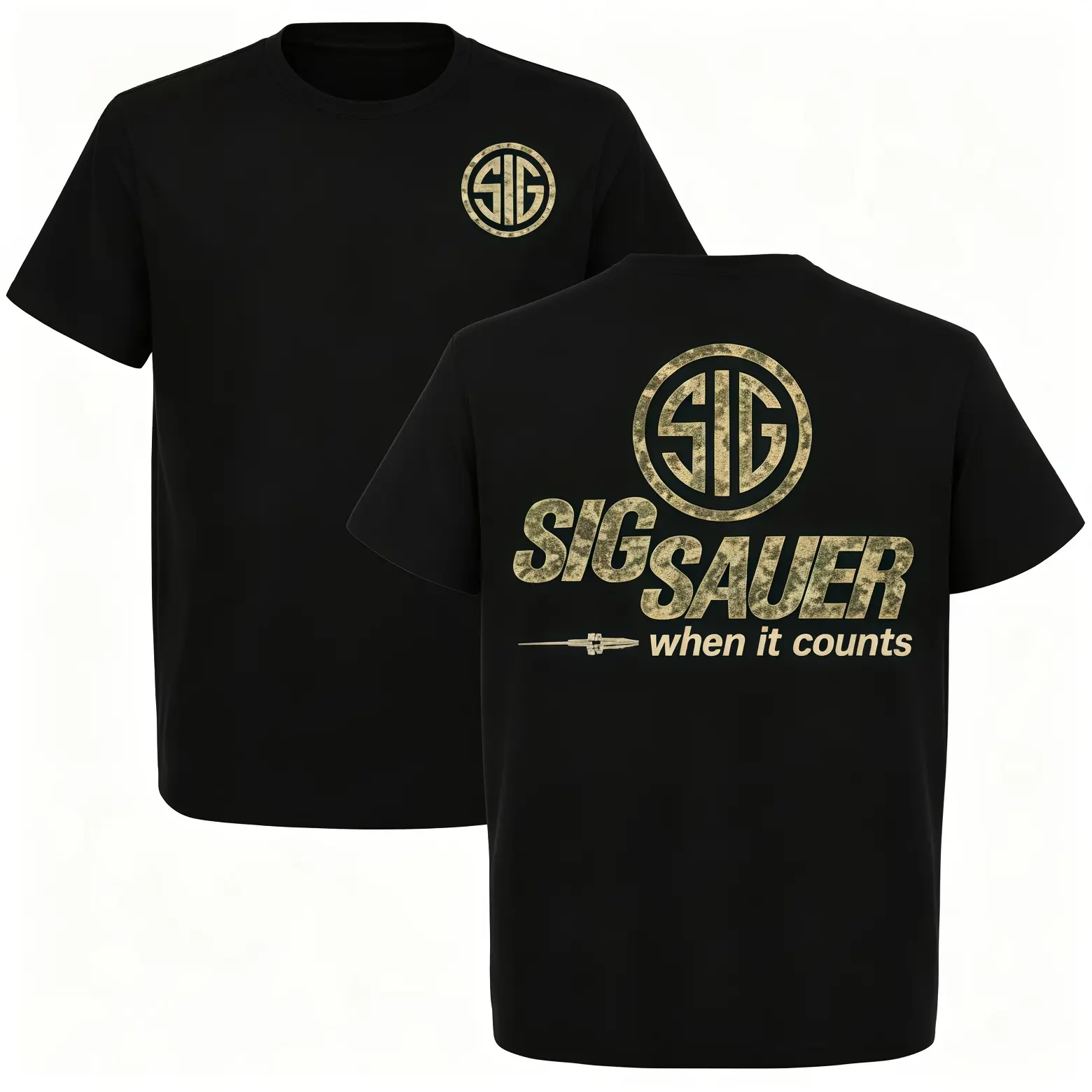 SIG Sauer Camo Logo T-Shirt, Tactical Gun Graphic Tee, 2nd Amendment Shooting Range Shirt, Gun Enthusiast Gift for Men