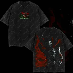 Superstyle The Dark Hero "Spawn" The Agent of Hell Image Comics Edition Double Printed Oversize Lightweight Acid Washed Tee TV Series Graphic Design Top Cotton Streetwear Comic Superheroes T-Shirt Clothes Menswear Womenswear FP7 XMZ