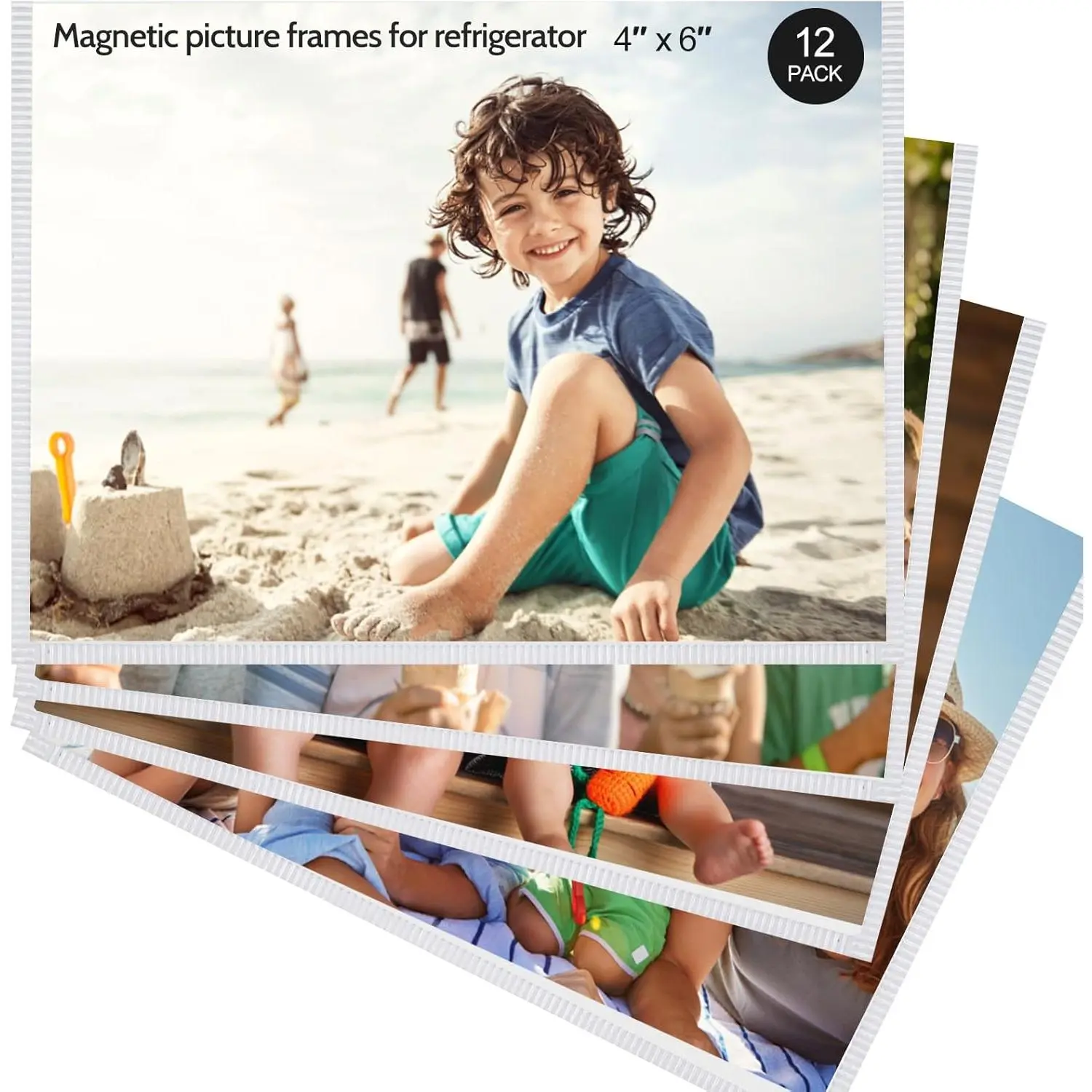 Picture Frame, 12 Pack  Frame ,  Photo Frames for Refrigerator 4x6" With White Border, Refrigerator  For Pictures Suitable , School, Office