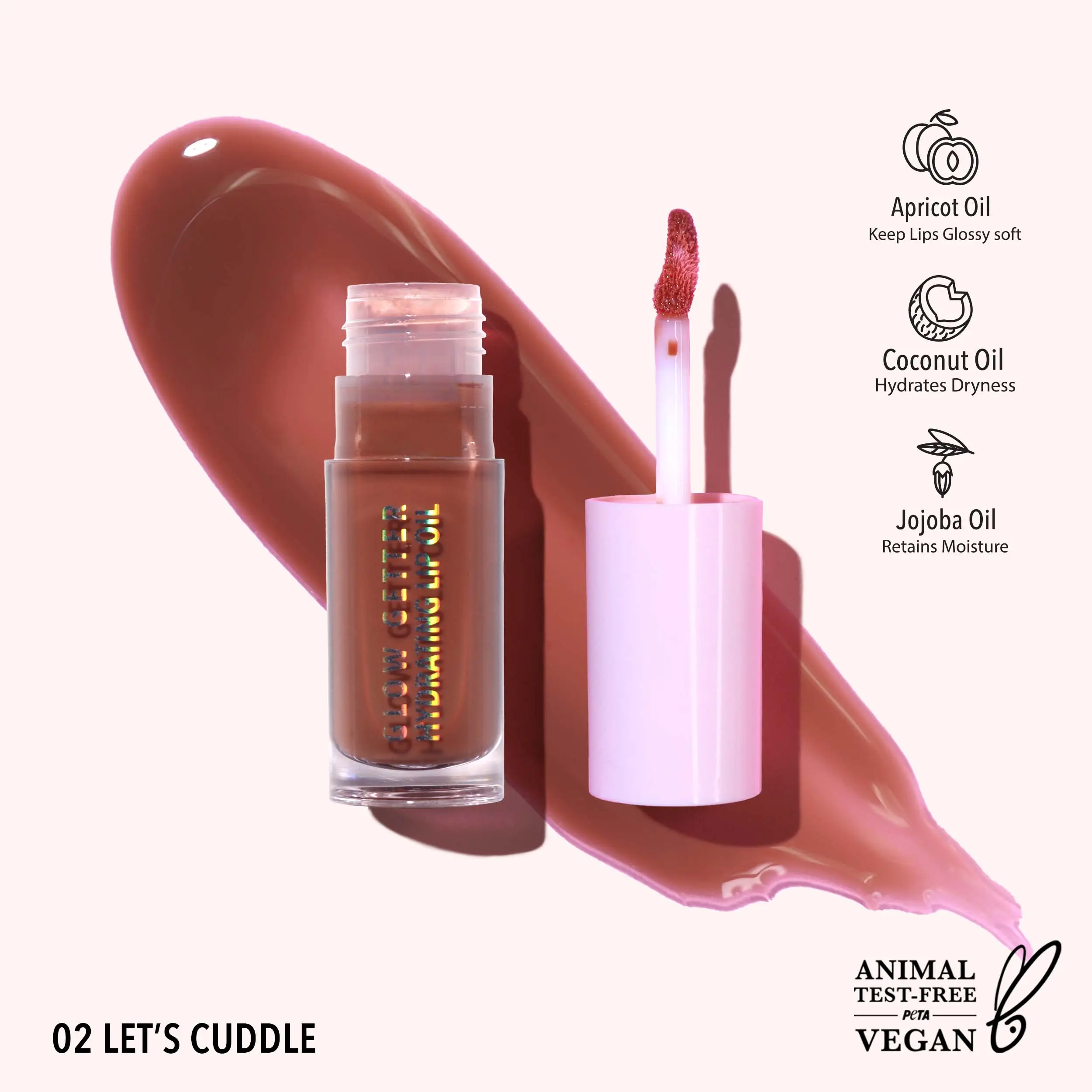 MOIRA | Glow Getter Hydrating Lip Oil (002, Let's Cuddle) | Hydrating Shine Lip Oil