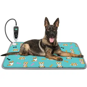 Heating Pad 34x21in  Pet Heating Pad for Dogs  Thermostat , Whelping Supplies Heated  Bed,Adding Wire Rope Wires Puppy Heating Pad Mat-Whelping Box for Dogs-Blue