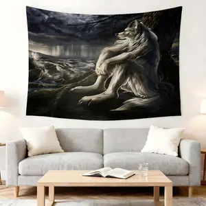 1pc Wolf Tapestry Wall Fabric Art for Bedroom and Living Room Decor – Enhance Your Space with Mystical Nature-Inspired Background Fabric for Studies and Lounges – Perfect Wall Decoration to Create a Cozy Atmosphere