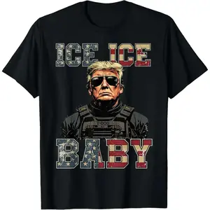 Vintage Ice Ice Baby Funny Trump T-Shirt Tshirt Streetwear Summer Crewneck Casual