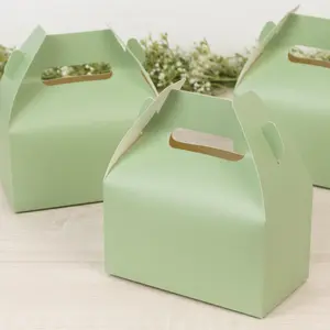 25 Pack Party Favor Gift Tote Gable Boxes, Matte Sage Green Candy Treat Boxes - 6"x3.5"x7"