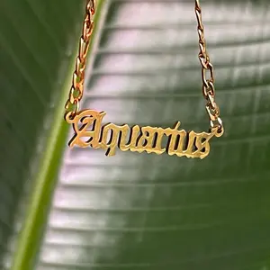 Zodiac Necklace Old English Font Necklace Daily Wear