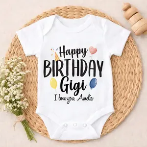 Happy Birthday Gigi I Love You Amelia Baby Bodysuit Funny Jumper for Infants Funny Baby   Skin - friendly Baby Shower Gift Newborn Outfit Funny Sarcastic  Novelty