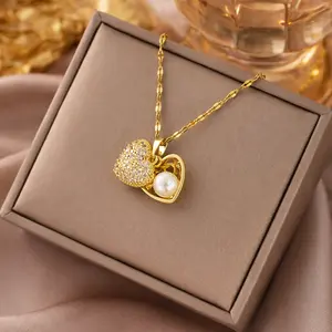 Heart Pendant Necklace Stainless Steel