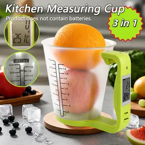 3-In-1 Kitchen Measuring Cup Scale, LCD Digital Display, No Battery Included, Ideal for Baking, Tea Weighing, Coffee, Etc