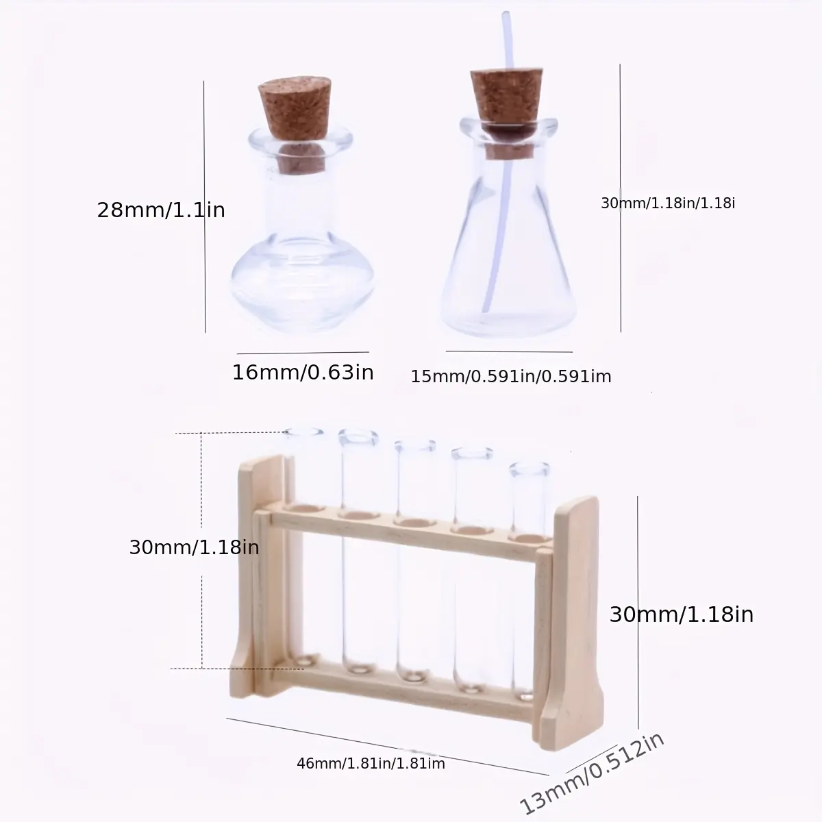 1:6 1:12 Scale Dollhouse Lab Glass Fiber Small Lab Set Includes Test Tubes Beakers and Rack Perfect for School Lab or Science Theme Display Dollhouse Accessory Christmas Easter New Year Gift