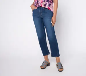 LOGO by Lori Goldstein Petite Indigo StraightCropped Leg Jeans