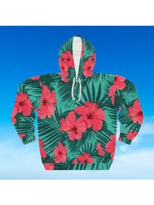 Tropical Hibiscus Hoodie — All-Over Print Floral Pullover