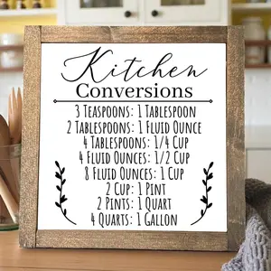 Kitchen Conversion Sign, Measurements, Wood Sign, Home Decor, Kitchen Decor, Rustic, Handmade, Gift Ideas, Wall Art, Small Wood Framed Sign