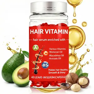 Hair Vitamin Serum Capsules with Argan, Avocado & Moroccan Oil - Leave-In Treatment with Vitamins A, C, E, Pro B5 for Dry, Damaged & Frizzy Hair - For Women & Men