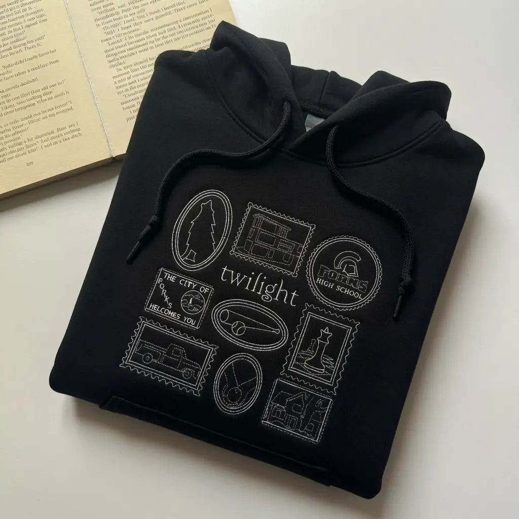 Twilight Embroidered Sunset Sweatshirt | Cozy Vampire Aesthetic Bookish Crewneck, Booktok Oversized Hoodie for Book Lovers, Fall Gift