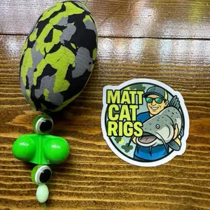 Matt Cat Rig Green Camo EVA Foam Egg Float with 10/0 Wide Gap Circle Hook