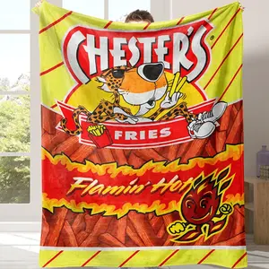 Corn Chips Pattern Flannel Blanket, 1 Count Multifunctional Throw, Warm Nap Blanket for Home Office Travel Camping, Leopard Print Blanket