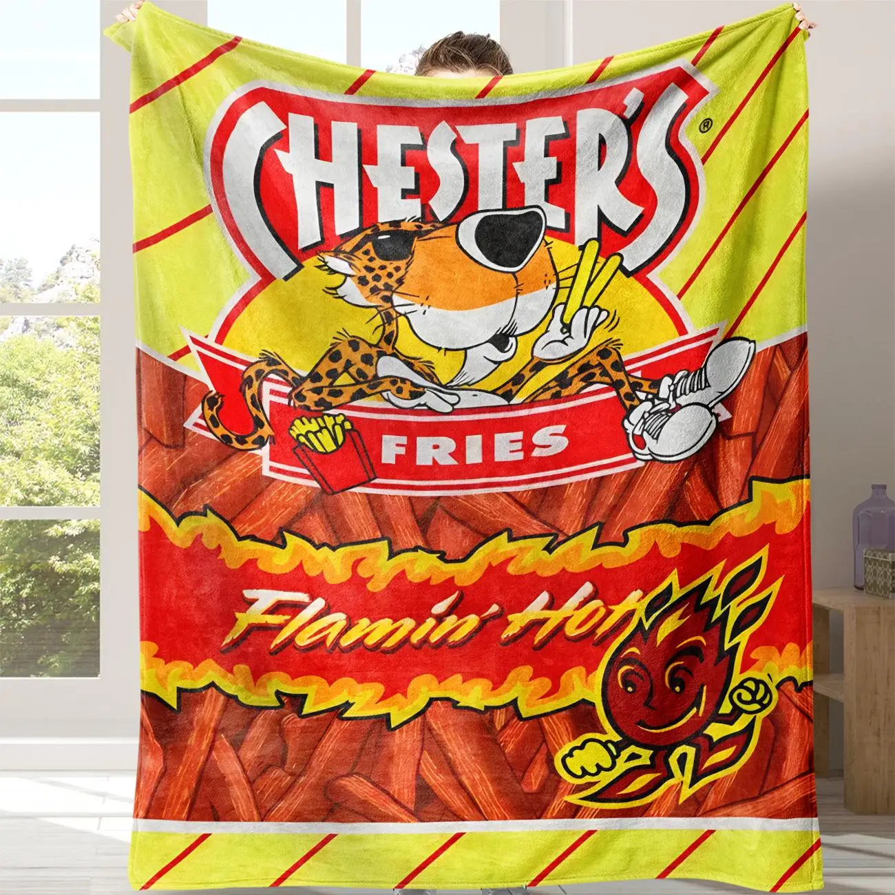 Corn Chips Pattern Flannel Blanket, 1 Count Multifunctional Throw, Warm Nap Blanket for Home Office Travel Camping