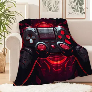 Futuristic Cyberpunk Flannel Blanket, Bold Graphic Throw for Home Décor & Travel, Soft & Cozy Blanket Perfect for Camping & Office Warmth, Ideal Gift for Gamers & Tech Lovers
