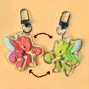 Bug Keychain - Double Sided Shiny Glitter - with Silver Accessory