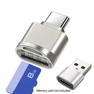 Mini Type-C TF Card/Memory Card Reader Adapter With USB Adapter, USB-C to SD SDHC SDXC OTG Reader for PC , iPhone 16/15 Mac Windows Samsung Galaxy Note 20 S20, USB Port Adapters