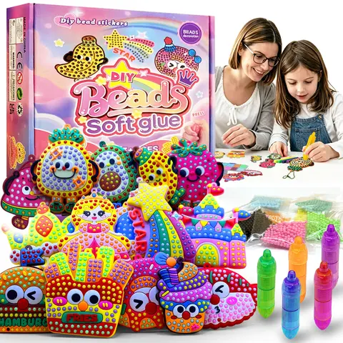 VATTAFRAST Unisex DIY Bead Art & Mosaic Craft Kit - 15 Vibrant Templates, Diverse Molds, Reusable Supplies, Kids Toys, Cool Gifts for Kids, Jewelry Making Toy for Boys & Girls Ages 6-12 Developmental Skill Gifts