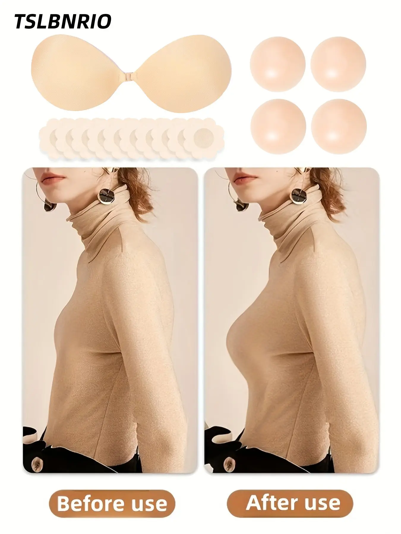Oval Bra Pads and Nipple Covers | Oval Push-Up Design | Prevent Sagging and Enhance Bust | Soft and Comfortable Material with Skin-Friendly Adhesive | Women's Lingerie and Accessories