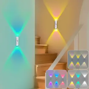 3/4pcs RGB Motion Sensor Light,Adjustable Smart Motion Sensor Wall Light, LED Motion Sensor Light,Magnetic Wall Lamp, RGB Color Changing Cabinet Decor,Rechargeable Bedside Night Light for Bedroom, Corridor, Staircase, Office Ambient Lighting