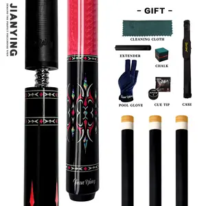 JIAN YING Carbon Fiber Billiard Cue 58-inch 11.5mm/12.5mm Tip with Case Tip Gloves Towel Chalk Extended Handle for Home Club Use