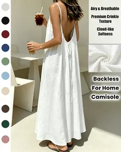 Womens Soft Stretchy Long Cami Slip Dress Bodycon Lounge Maxi Dress Lightweight Breathable Solid Color Nightgown Casual Summer Sleepwear Flattering Everyday Homewear Minimalist Outfit