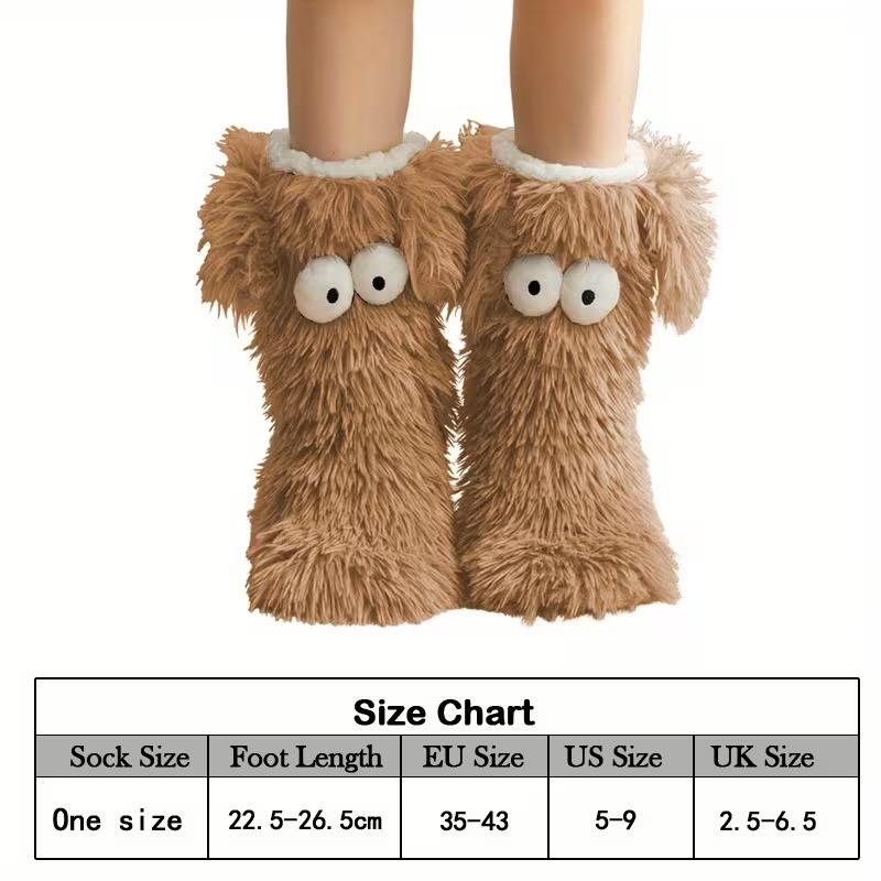 Women's Plush Slippers Socks Floor Socks Winter Home Indoor Thickened Fleece-Lined Anti-Slip Adult Women's Plush Snow Socks Shoe Covers