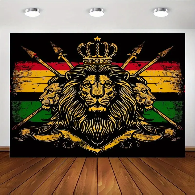 Regal Lion with Crown Tapestry -Polyester Wall Hanging with Vivid Colors,Multipurpose Decor for Living Room,Bedroom,Backdrop-Decorative Art Banner Decoration Design Dorm