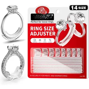 14 Sizes Ring Sizer Adjuster for Loose Rings,  Ring Guards Invisible Ring Spacers Fitter, Transparent Ring Resizer Tightener for Women and Men