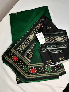 Patola Green Black Silk Saree