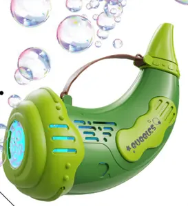 Green Kids Bubble Horn - Portable Automatic Bubble Blower with LED Light, Toddler Summer Outdoor Toy for Boys & Girls