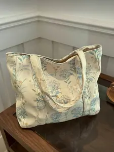 Women's Fashion Printed Large Capacity Handbag Handmade Shoulder Bag Fabric Tote Bag Casual Tote Bag for Girls College Students Beginners Office Ladies Suitable for Work University Business Commute Outdoor Travel Sch