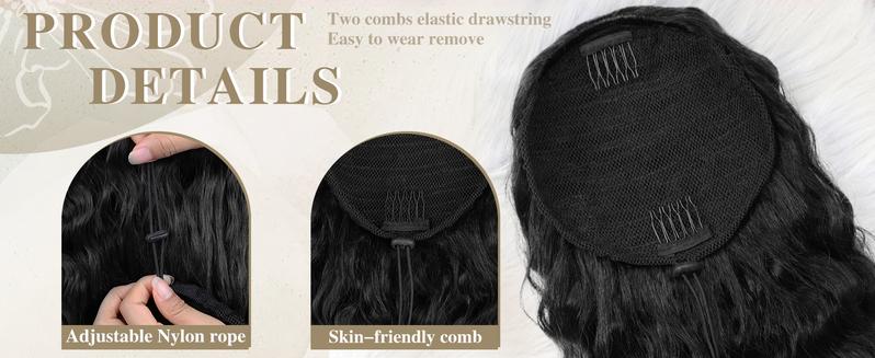AISI HAIR Drawstring Ponytail Extension for Black Women Synthetic Clip in Ponytail Extension Long Curly Wavy Hairpieces for Daily Use Wavy