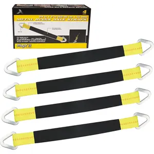 4 Pack of 24 x 2" Axle Strap with Protective Sleeve and D-Ring for Securing  Transport, Axle Tie Down Straps - 3333 Lb. Capacity 10,000 Breaking Strength