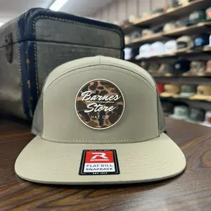 Camo Rubber Patch 7 Panel Hat - Khaki/Loden