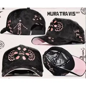 Unisex Adjustable Cap Embroidered With Flower And Crying Face