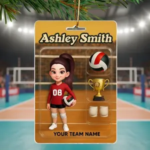 Personalized Girl Volleyball Acrylic Ornament, Custom Volleyball Player Acrylic Ornament, Youth Sports Team Acrylic Ornament, Girls Volleyball Athlete Gift