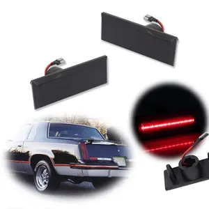 2PCS Smoke Lens Red LED Rear Side Marker lamps Lights For 81-88 Oldsmobile Cutlass 442,Replace OEM GM 915315, GM 915316, GM 915163, GM 915164