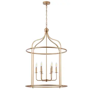 Modern Gold 6-Light Metal Frame Pendant Lighting Fixture for Kitchen Island