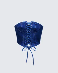 Electra Blue Denim Lace Up Corset