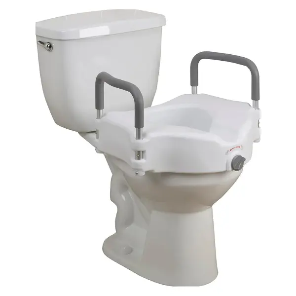 Toilet Seat Riser with Handles and Locking Attachment for Standard Toilets Easy Install Bathroom Seat