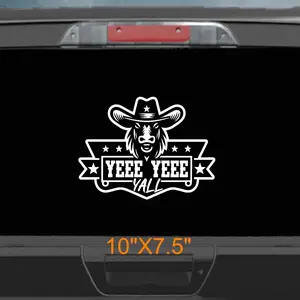 Cowboy, cowgirl, western Hat Cow Decal Yeee Yeee Y'all Sticker, Western Rodeo Car, Laptop, Truck Window Decal, Country Western Style, Southern Charm Vinyl Decal, funny redneck decal, cute cow stickers, farm animal sticker decals