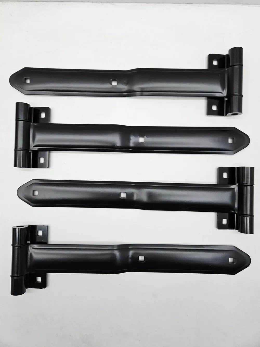 Black Aluminum Cargo Trailer RV Door 16" Strap Hinges / 4 Pack / Offset Bent Hinges